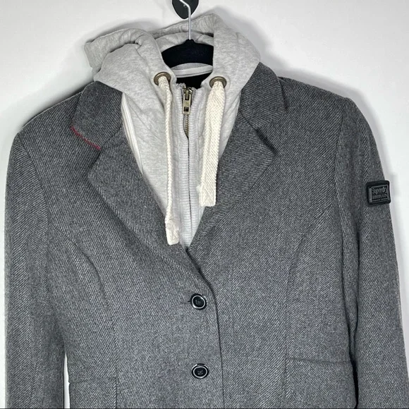Superdry Tailoring Wool Blend Jacket Medium Gray - Picture 14 of 16